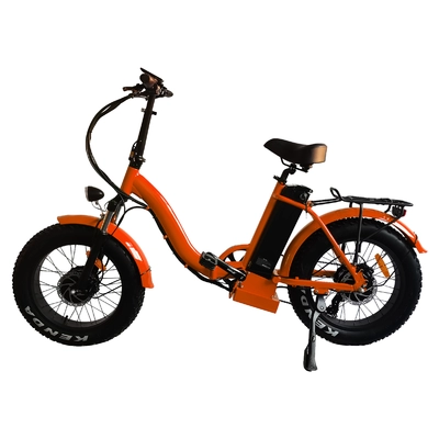 pc80144040 mens mini folding electric hybrid bike orange 48v electric folding bicycle with pedal assist system