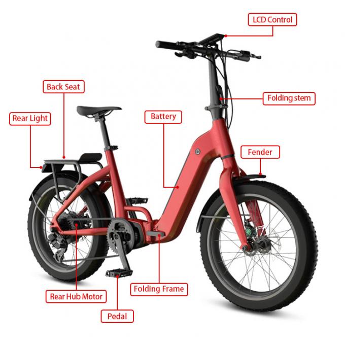 pulgada de alta velocidad 48v del motor 20 del eje 32km/H que dobla la batería eléctrica de la bicicleta 1
